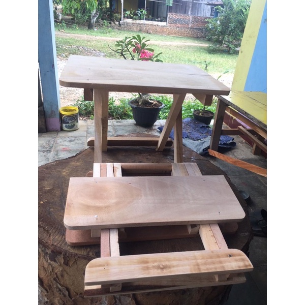 meja lipat dampar rekhal kayu mahoni kuat dan praktis