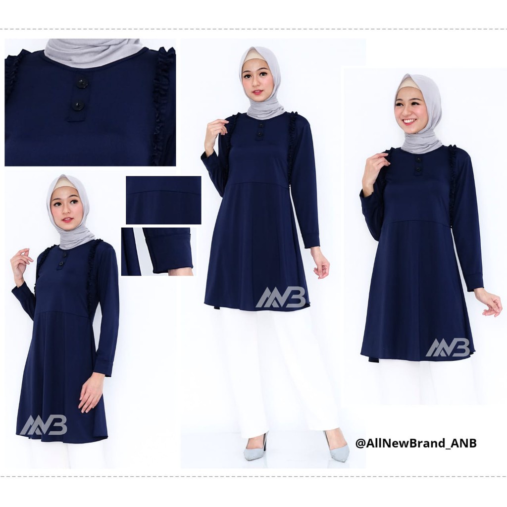 BEFAST - Tunik T2 Navy HARGA PROMO HARGA MODAL DISKON / Tunik Kekinian 2021 / Tunik Warna Navy / Tunik Polos / Tunik Casual Wanita / Tunik Lengan Panjang