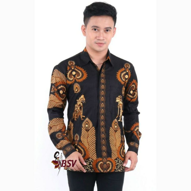 KEMEJA BATIK JOKOWI/ kemeja koko lengan panjang - HITAM