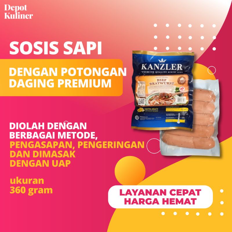 Sosis Sapi Kanzler Beef Sausage Bratwurst 360 GR