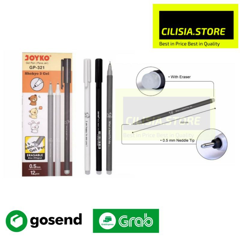 

Pulpen Gell Erasable Joyko GP-321 Hitam Bisa Dihapus 0.05mm [12 Pcs]