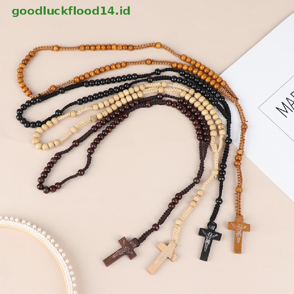 1pc Kalung Rosario Katolik Dengan Liontin Salib Yesus