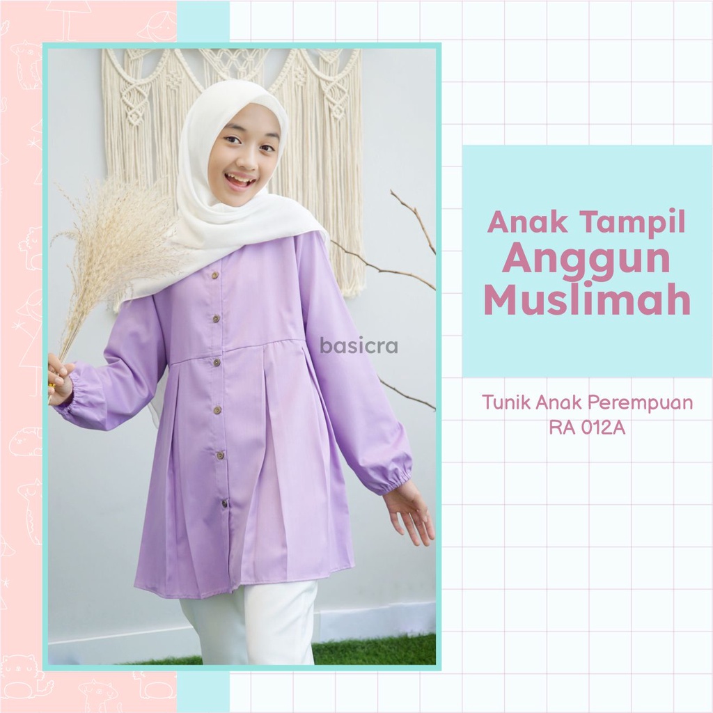 Baju Atasan Tunik Pakaian Muslim Anak Perempuan Remaja Tanggung Usia 6-13 tahun