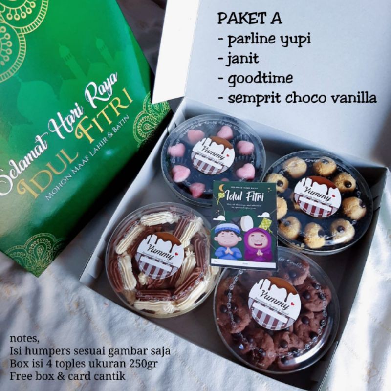 

HAMPERS KUE LEBARAN ENAK DAN MURAH 4IN1 PAKET A