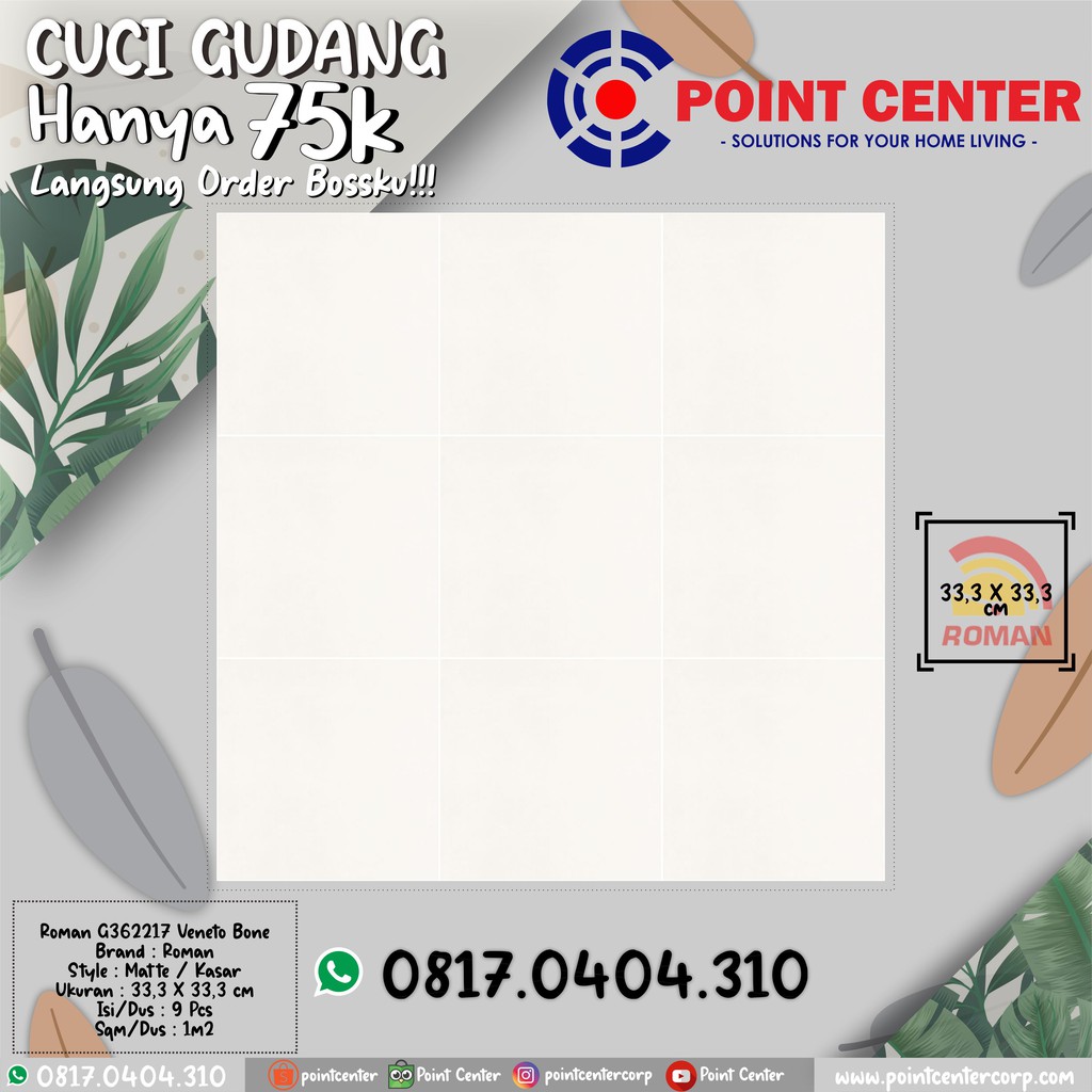 TERMURAH ROMAN KERAMIK 33,3 X 33,3 G362217 VENETO BONE