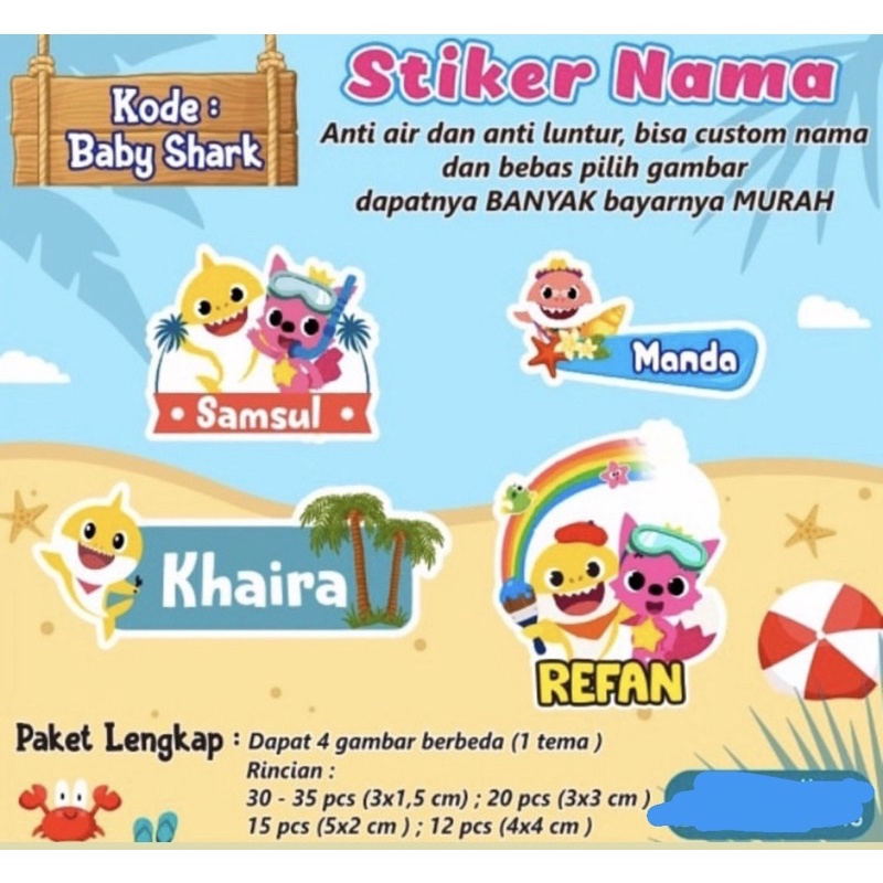 

Sticker label nama anak/stiker label anak anti air/stiker label nama