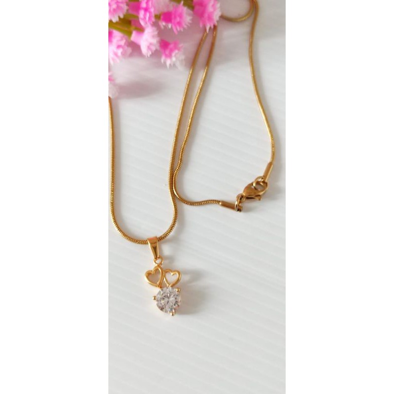 Kalung Set Liontin Permata Kalung Titanium Fashion23