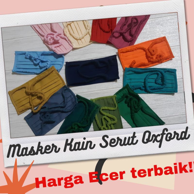 Masker kain oxford/masker serut/masker hijab