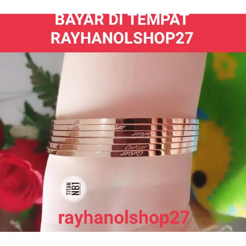 GELANG TANGAN TITANIUM WARNA GOLD DAN ROSEGOLD LAPIS EMAS 24 K ANTI KARAT