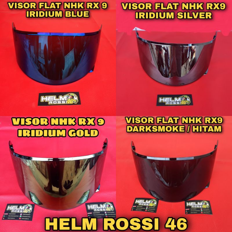 Kaca Visor Flat NHK RX9 RX 9 Iridium Silver Blue Gold Darksmoke Bening Dark RX 9 pnp GM RACE