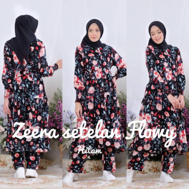 Daster Arab Setelan Flowy by Zeera