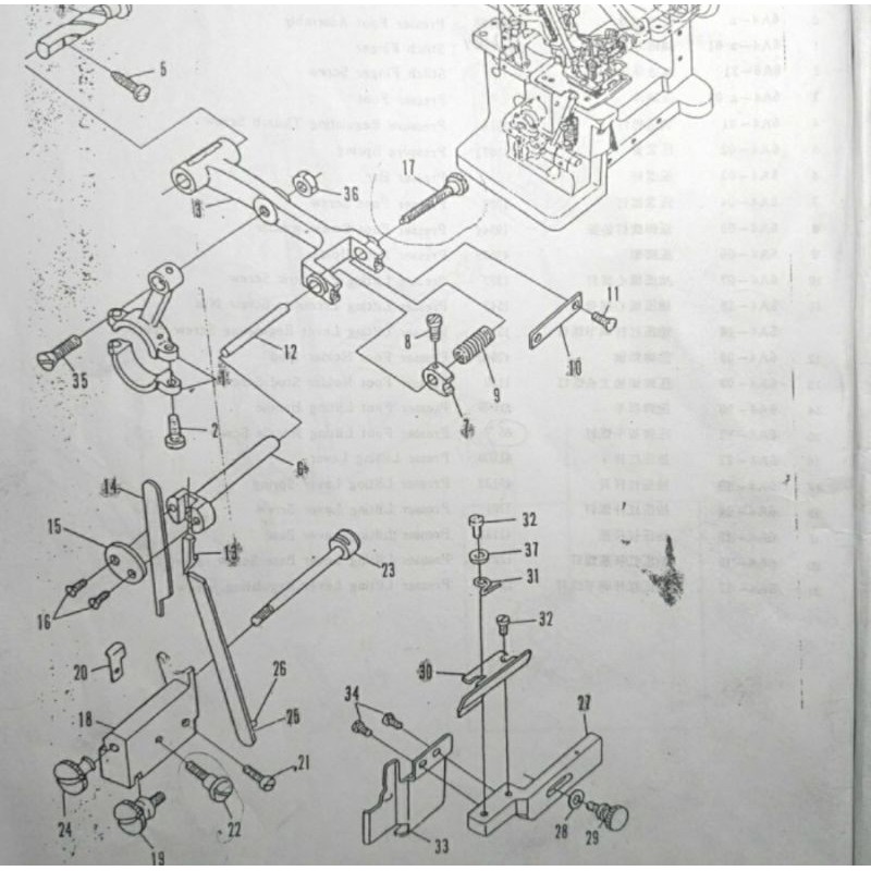 19004 Baut Pisau Atas Panjang Mesin Obras Kecil GN1-1