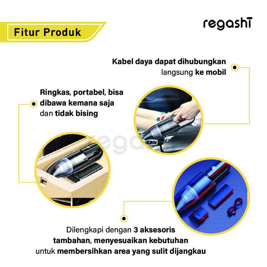 BIG PROMO Regashi Mini Vacuum Cleaner Penyedot Debu Mobil Portable Alat Penyedot Debu Serbaguna