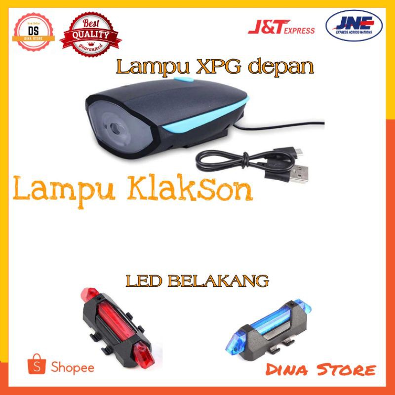 TaffLED Lampu Sepeda LED Cree XPG dengan Klakson dan lmpu Led belakang USB
