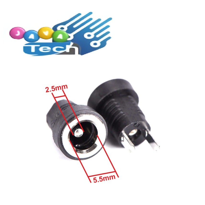 Soket Jack DC Female Betina 5.5mm x 2.5mm Tanam Box Model Ulir