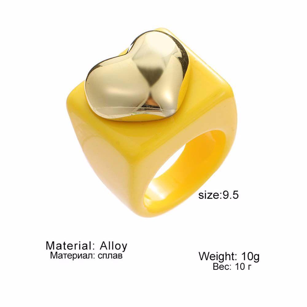 Mxbeauty Cincin Resin Lucu Indah Hadiah Cinta Hati Resin Akrilik Chunky Berbentuk Hati Gaya Korea