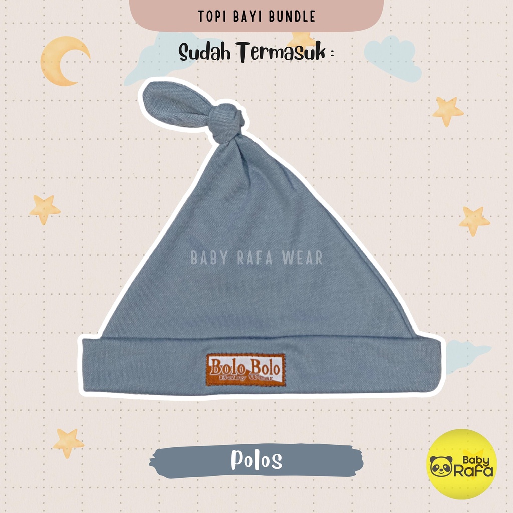 Serian Abu - 3 Pcs Topi Kupluk Bayi Baru Lahir Topi Bayi 0 - 3 Bulan GREY SERIES merk SNI Bolo - Bolo