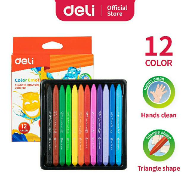 

Krayon Plastic Merk Deli 12 Warna Cerah Bentuk segitiga ergonomis tidak beracun