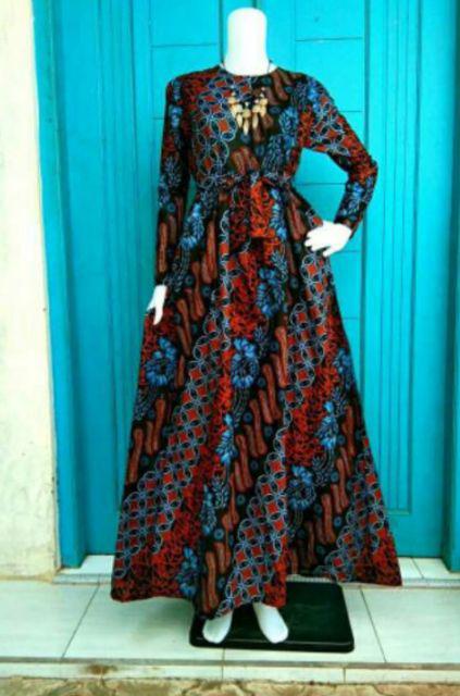 Gamis Batik Syari Muslimah Modern Busui Allsize Jumbo Xxl