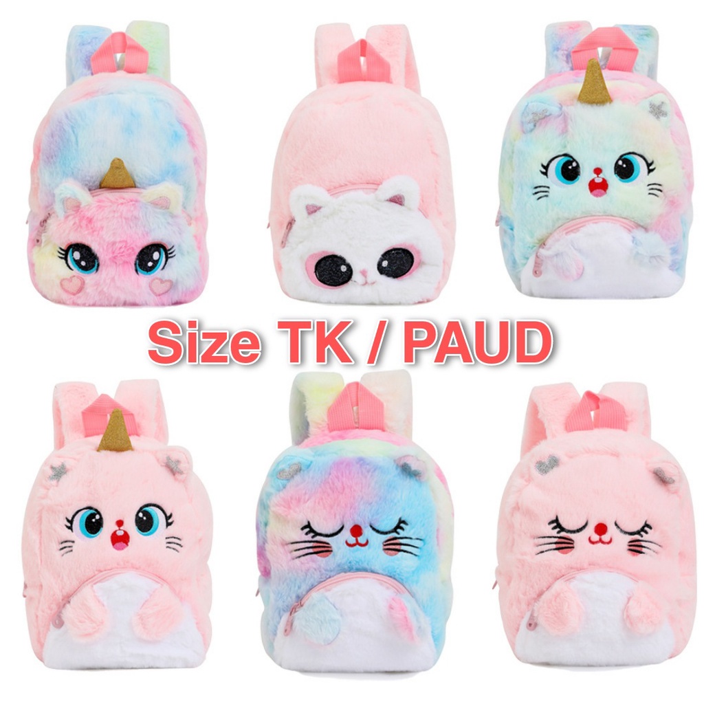 Tas Ransel Bulu Unicorn Small Tas Sekolah Anak Paud Unicorn Karakter Love kecil Kado Ultah Anak Berkualitas Premium