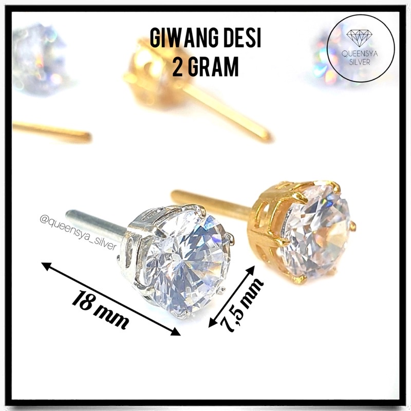 Anting Perak Asli Silver 925 || Bukan TITANIUM / XUPING || Lapis Mas Putih Kuning 18K 24K || Anting Giwang Tusuk model DESI