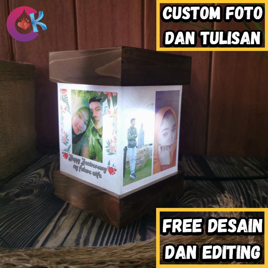 KADO ULANG TAHUN ULTAH ISTRI IBU WANITA PACAR ANAK CEWEK LAMPU HIAS KOLASE MEWAH CUSTOM