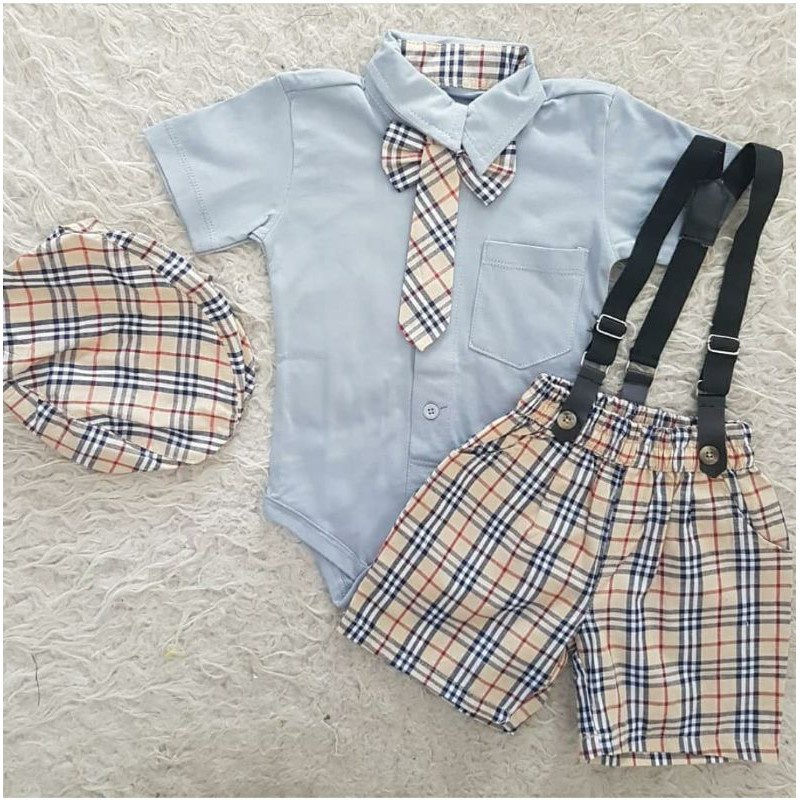 Baju setelan jumper celana topi suspender pergi jalan lucu fashion anak bayi cowok laki murah -baw