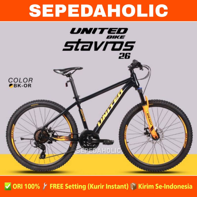 Sepeda Gunung MTB UNITED STAVROS 26 Inch Shimano 24 Speed Garansi