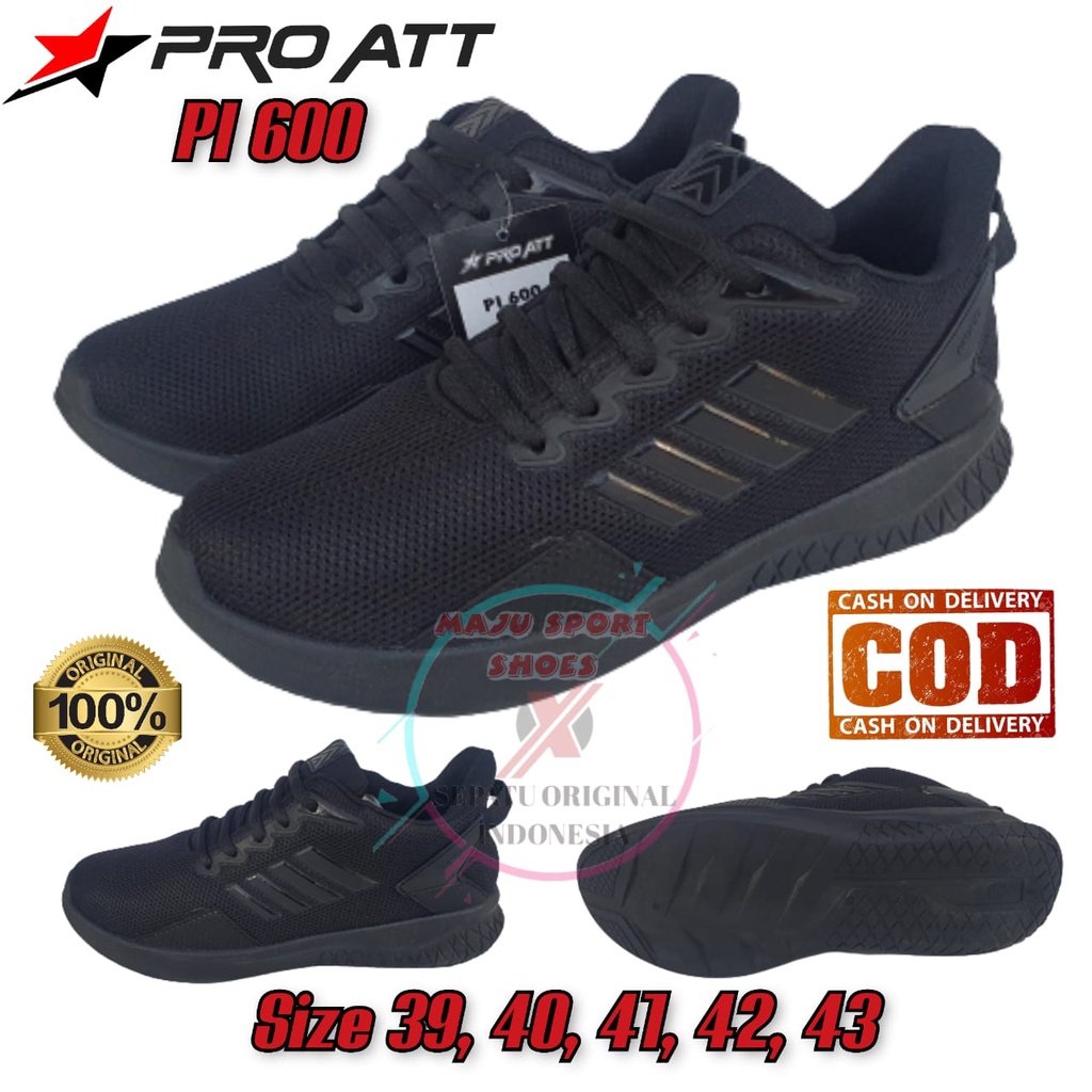 PRO ATT PA 700 / PRO ATT PI 600 / PRO ATT PCW - SEPATU SEKOLAH TALI PRO ATT HITAM POLOS HITAM PUTIH