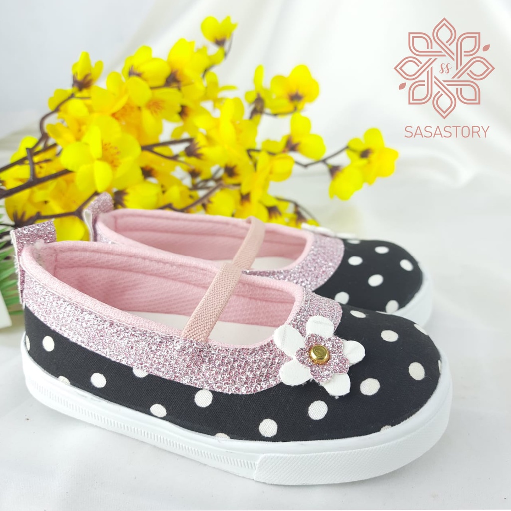 Sasastory Sepatu Anak Slip On Sepatu Anak Perempuan 1 2 3 Tahun Sepatu Polkadot Anak Sepatu Pesta Anak Perempuan Sepatu Karet Anak Sepatu Slip On Anak Cewek FA17