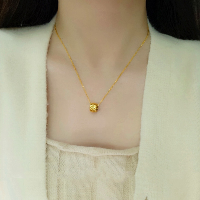 Kalung Titanium Wanita Anti Karat 18k Emas Premium simple Manik Liontin necklace