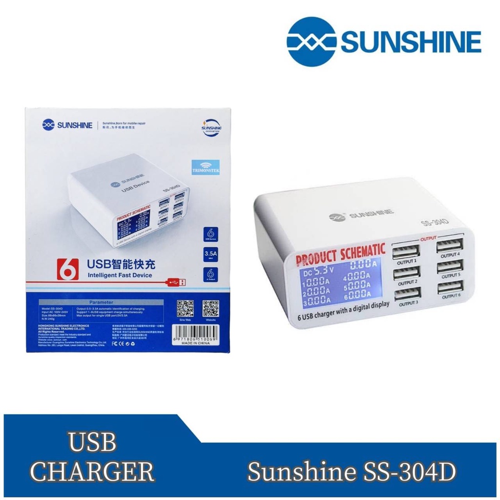 USB CHARGER SUNSHINE 6 LUBANG SS-304D