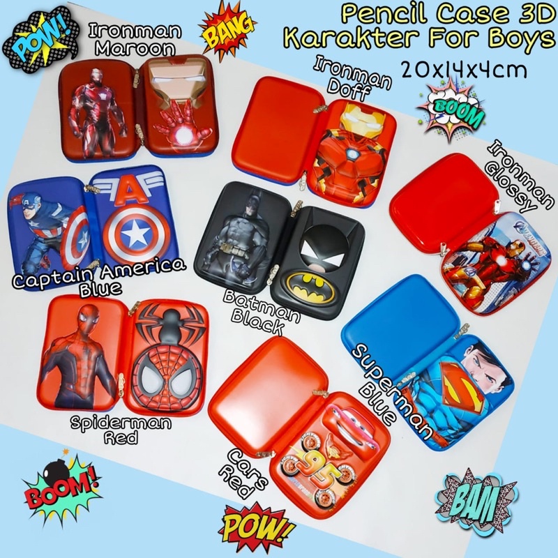 

TEMPAT PENSIL HARDCASE PENCIL CASE TIMBUL SUPERHERO 3D