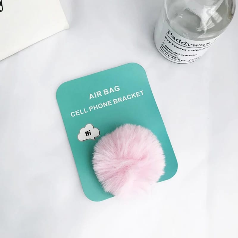 Pop Socket Bulu Holder Pom Pom Bulu Warna Warni