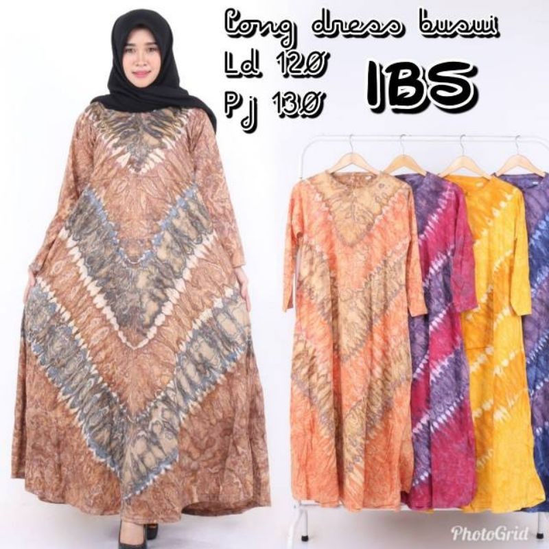 Gamis Daster Kaos Jumbo Kekinian Abstrak Lengan Panjang Resletin Depan