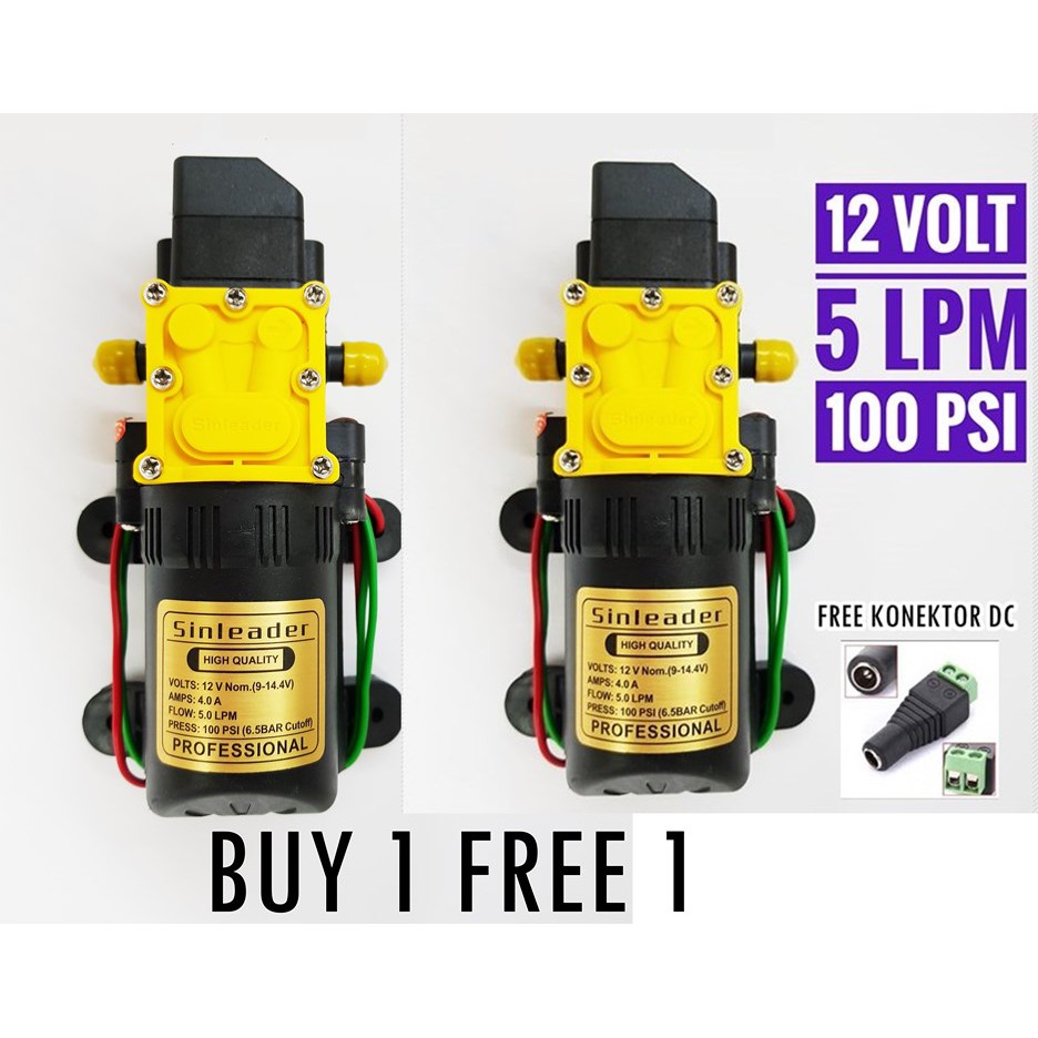 PROMO BELI 1 GRATIS 1 POMPA DC 12 VOLT SINLEADER 100 PSI 5LPM BONUS K. DC FEMALE
