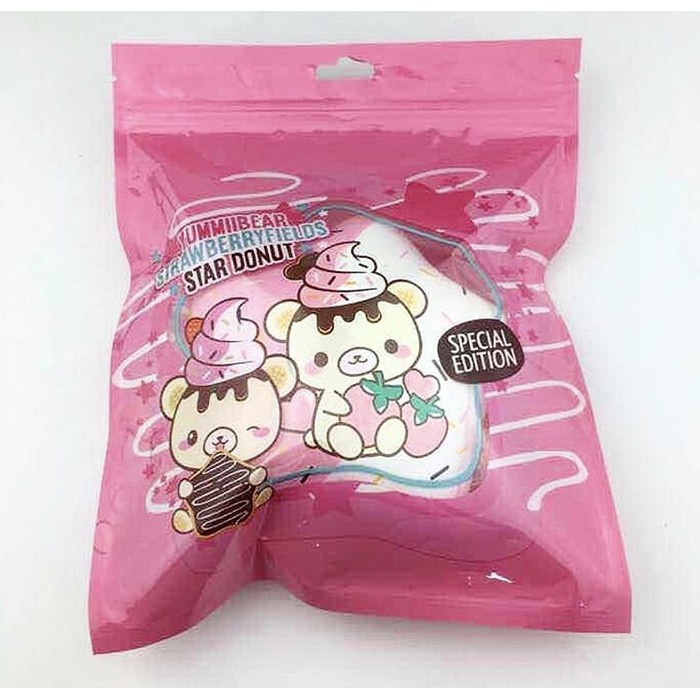 PROMO SQUISHY LICENSED yummiibear strawberryfields star donut (ORI)