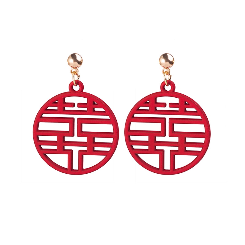 Anting Tusuk Gantung Wanita Desain Geometri Gaya Vintagecina Untuk Pernikahanhadiah