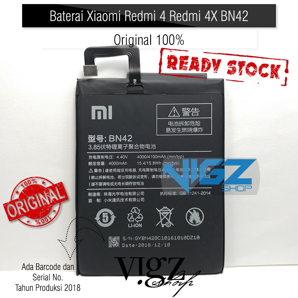 Battery Baterai Batre Xiaomi Redmi 4 BN42 Original 100%