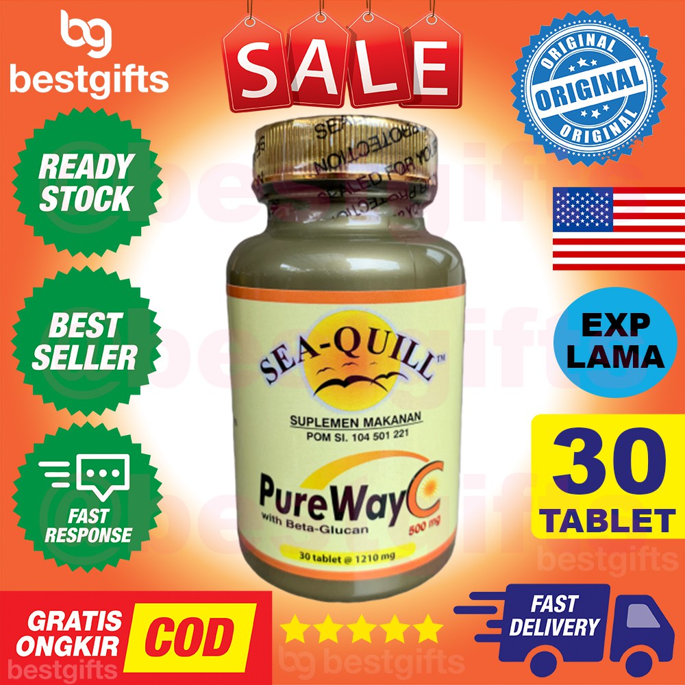 SEA QUILL SEAQUILL SEA-QUILL PUREWAY C ANTIOKSIDAN VITAMIN VIT C DAYA TAHAN TUBUH IMUNITAS 30 TABLET