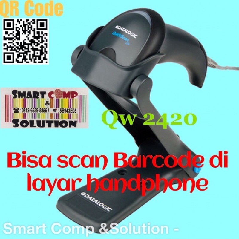 Barcode Scanner Datalogic QW2420 / QW2520 / HD3130 BISA Scan Barcode di Layar Handphone dan Faktur