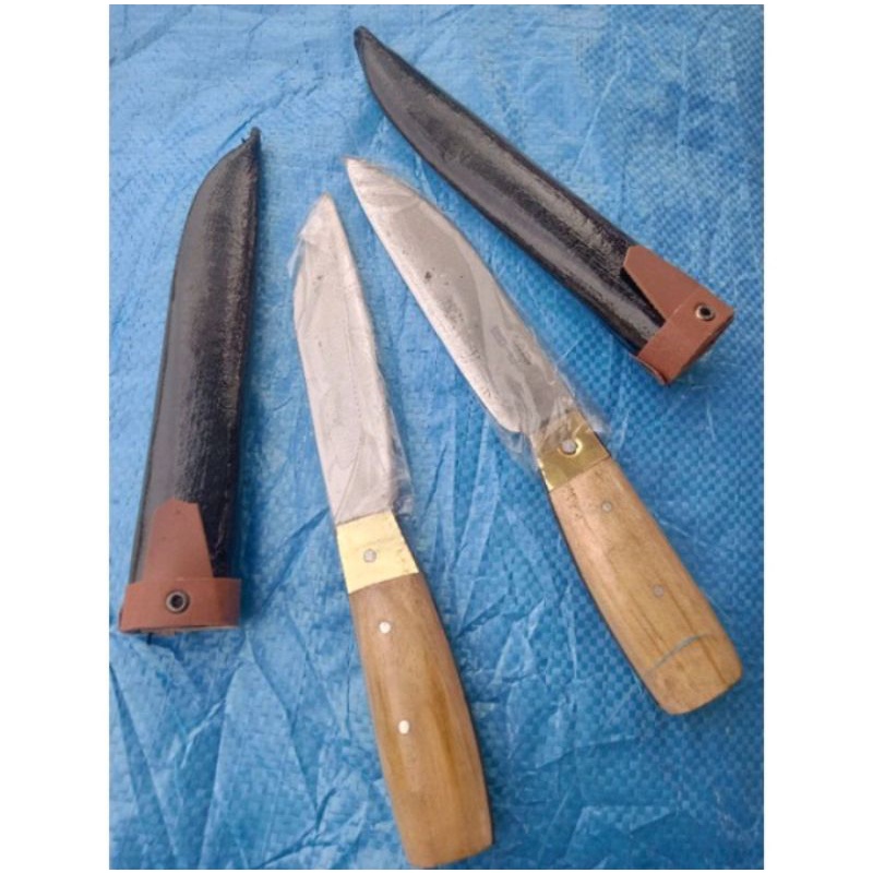 Pisau Belati + Cover Gagang Kayu Serbaguna