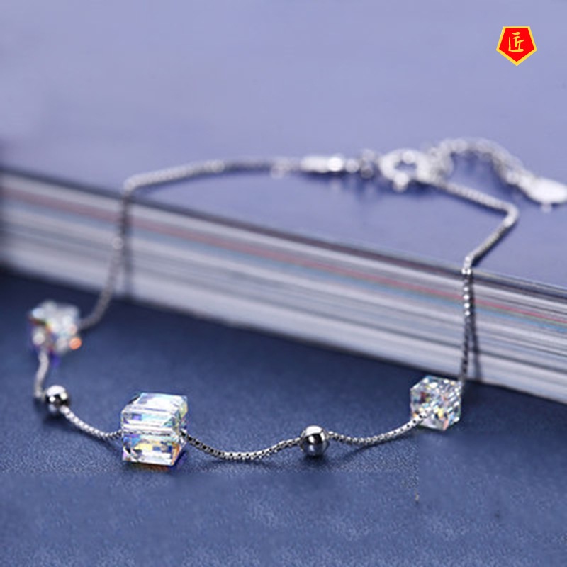 [Ready Stock]Fashionable Elegant Cube Crystal Bracelet