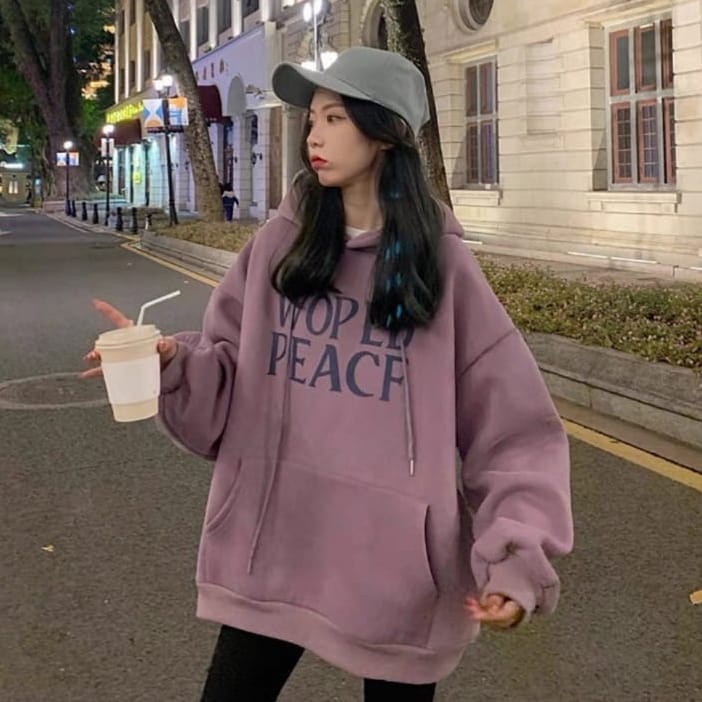 WOPLD 2XL Hoodie Sweater Oversize Wanita | Hoodie &amp; Jumper Gaya Kasual Korean Style