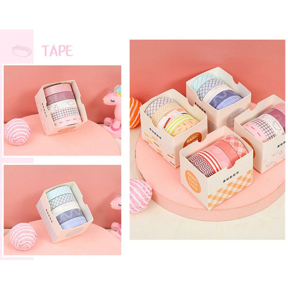 Top 5Rolls/box Washi Tape Set Alat Tulis Sekolah Scrapbooking