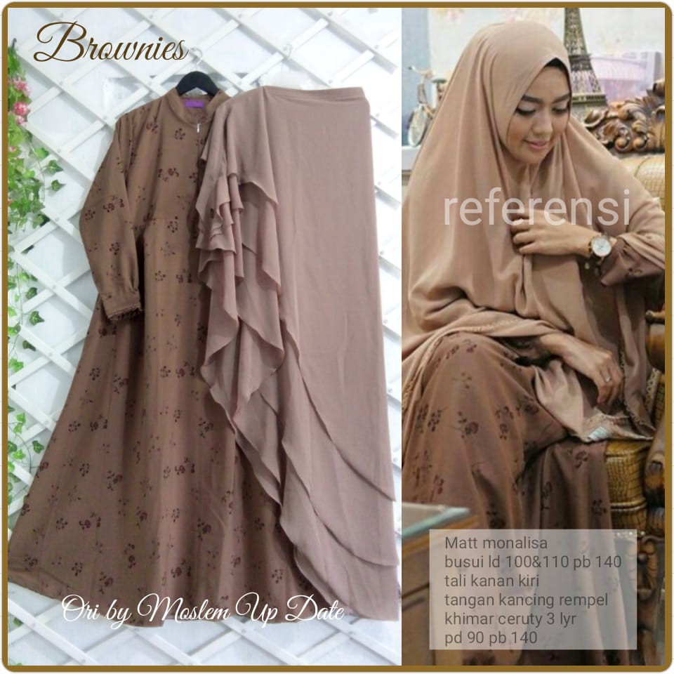 Brownies Syarii bahan monalisa india khimar ceruty 3 layer