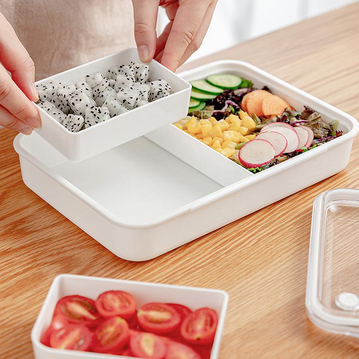 Kotak Makanan Minimalis White Bento Box Food container Kotak sayur sekat - HW049