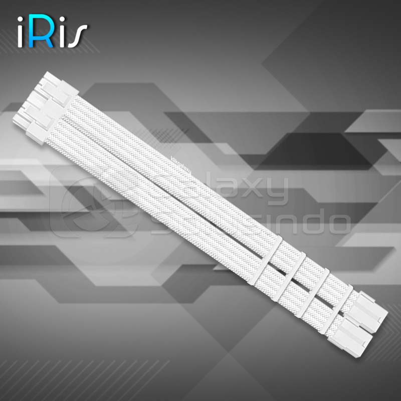 iRis ATX 6+2 Pin 8 Pin X2 Bridged Extension Sleeved Cable - White