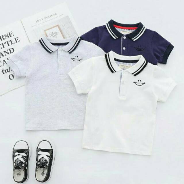  Baju  kaos  polo berkerah  casual navy abu  putih import murah 