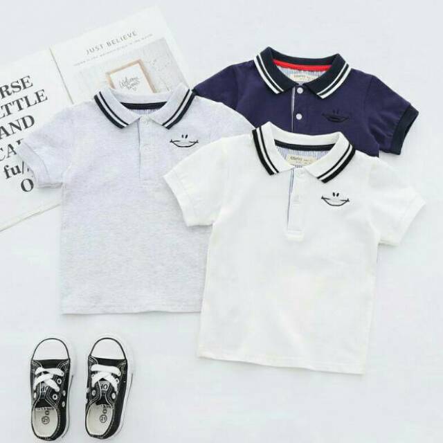 Baju kaos  polo  berkerah  casual navy abu  putih import murah 